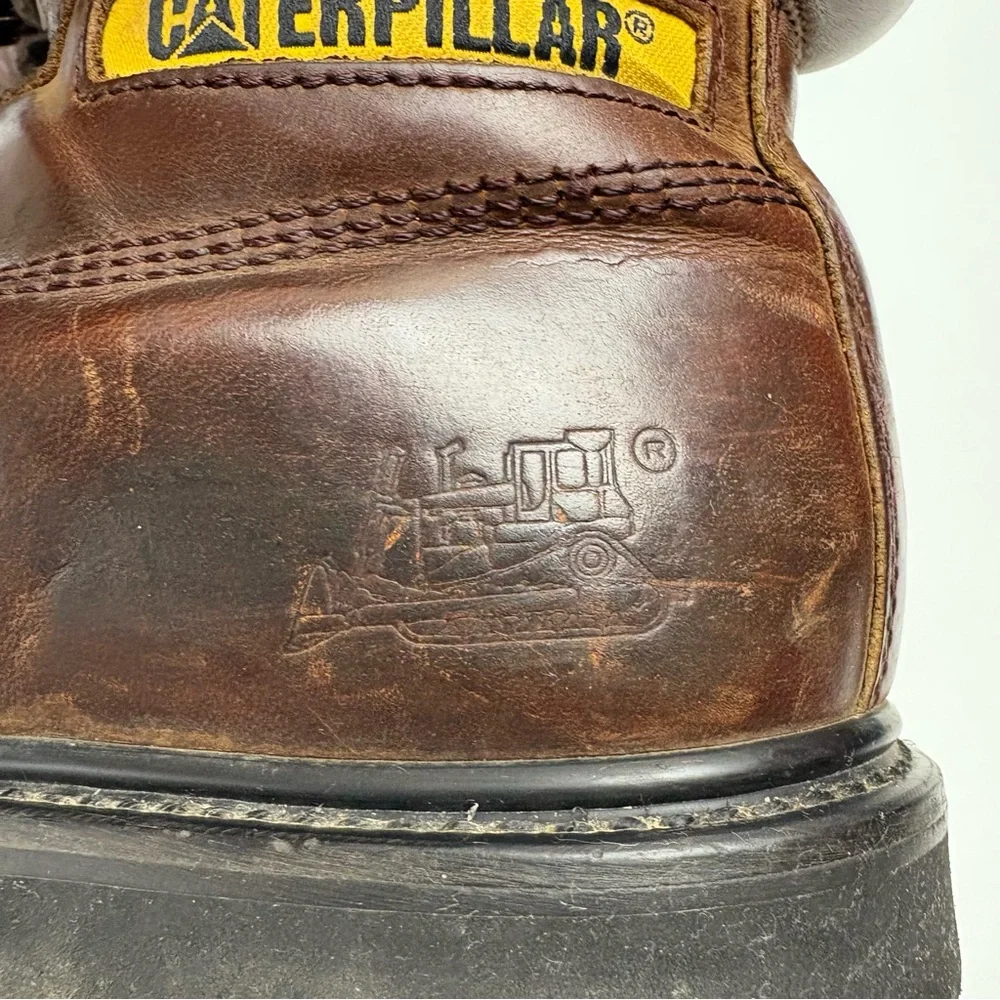 Caterpillar Brown Leather Work Boots with Black Sole Mens size 12 77224